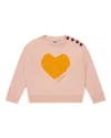 Bonton Kid's Misty Heart Sweater In Pale Pink In Pink