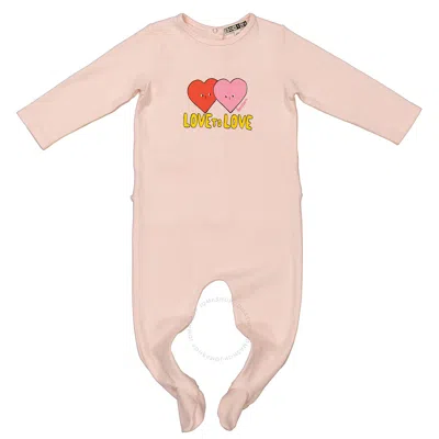 Bonton Kids Eau De Rose Cotton Love To Love Footed Pajamas In Pink