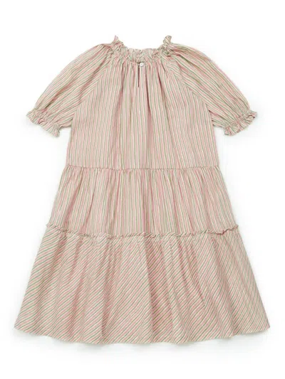 Bonton Kids Emy Painted Stripes Dress In Striped In Brown