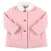 Bonton Kids Suzanne Shearling Collar Coat In Pink