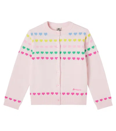 Bonton Kids' Laligne Jacquard Cotton Cardigan In Multi