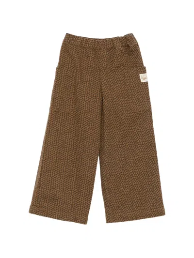 Bonton Kids' Leopard-print Wide-leg Trousers In Brown