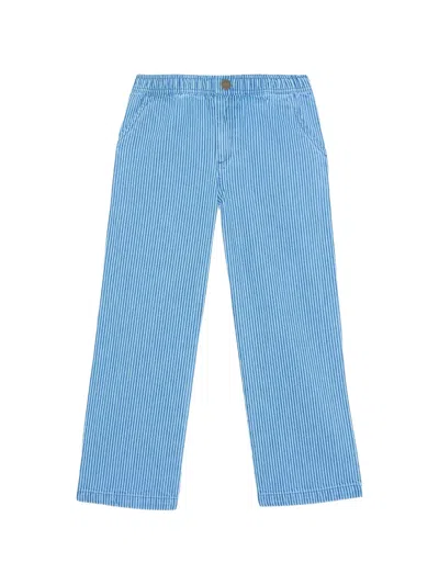 Bonton Kids' Letto Striped Denim Trousers In Blue