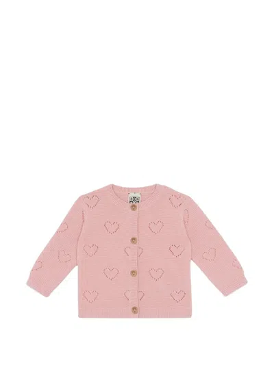 Bonton Babies' Lilet Heart-pointelle Cardigan In Pink