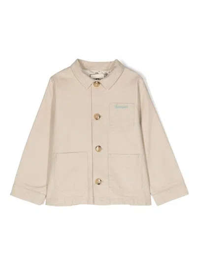 Bonton Kids' Logo-embroidered Cotton Jacket In Beige | ModeSens
