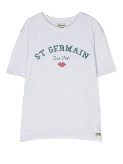 Bonton Kids' Logo-print Cotton T-shirt In Grey