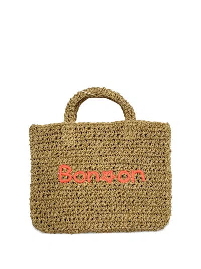 Bonton Kids' Logo-embroidered Tote Bag In Brown