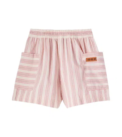 Bonton Kids' Lois Striped Cotton Shorts In Pink