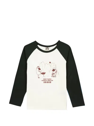 Bonton Kids' Long-sleeves Graphic T-shirt In White