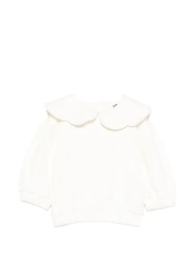 Bonton Babies' Martine Embroidered-collar Top In Brown