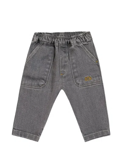 Bonton Babies' Mike Logo-embroidered Jeans In Grey