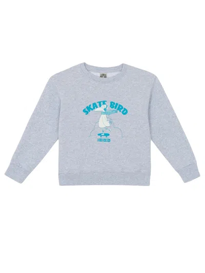 Bonton Mini Skatebird Smile Sweater In Grey