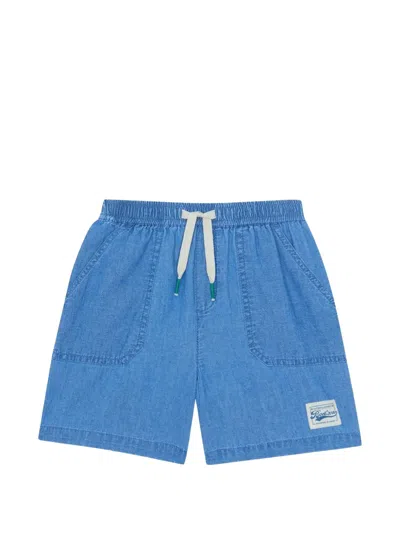 Bonton Kids' Naples Logo-patch Casual Shorts In Blue