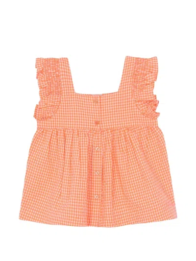 Bonton Kids' Nelly Gingham-check Blouse In Pink