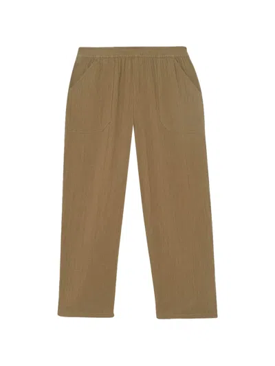 Bonton Kids' Nils Crinkled Trousers In Brown