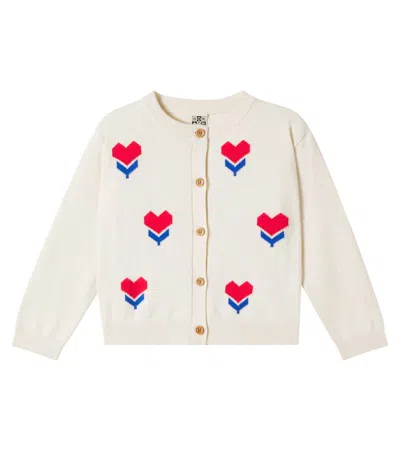 Bonton Kids' Nina Jacquard Cotton Cardigan In Multi