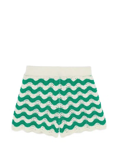 Bonton Kids' Nine Zigzag Knit Shorts In Neutrals
