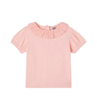 Bonton Kids' Niris Lace-trimmed Cotton T-shirt In Pink