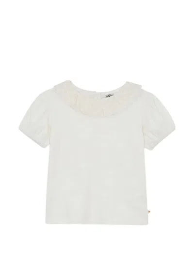 Bonton Kids' Niris Lace-collar T-shirt In 화이트
