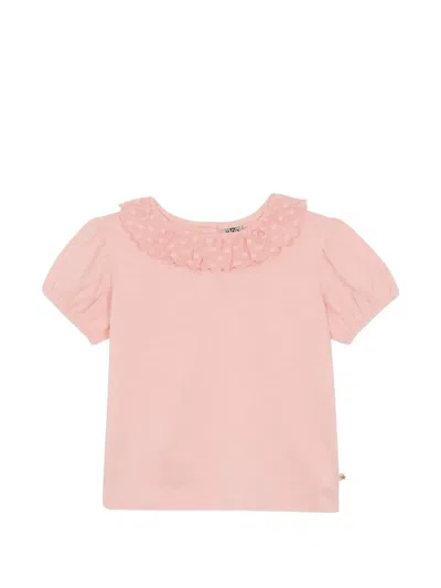 Bonton Kids' Niris Ruffled Puff-sleeve T-shirt In Pink