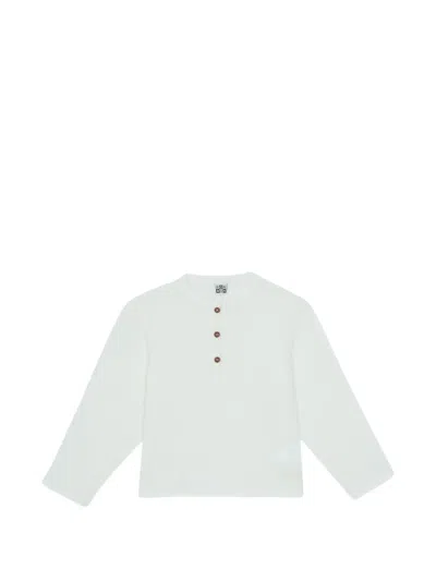 Bonton Kids' Noah Button-placket Long-sleeve Shirt In White