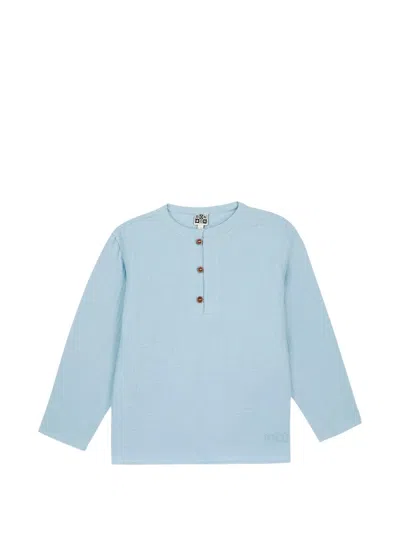 Bonton Kids' Noah Cotton-gauze Shirt In Blue