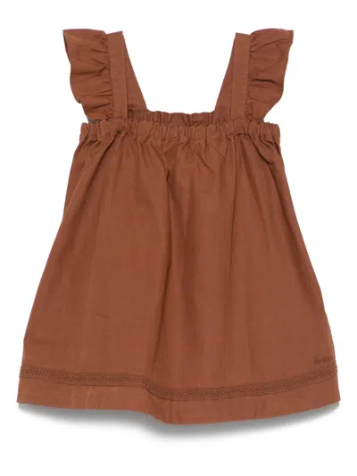 Bonton Babies' Organic Cotton Dress In Brown