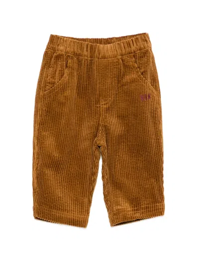 Bonton Babies' Paco Corduroy Embroidered-logo Trousers In Brown