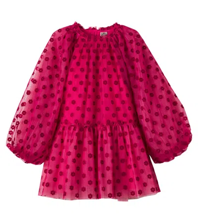 Bonton Phedre Floral Gathered Tulle Dress In Pink