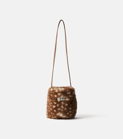 Bonton Pitou Printed Crossbody Bag In Brown