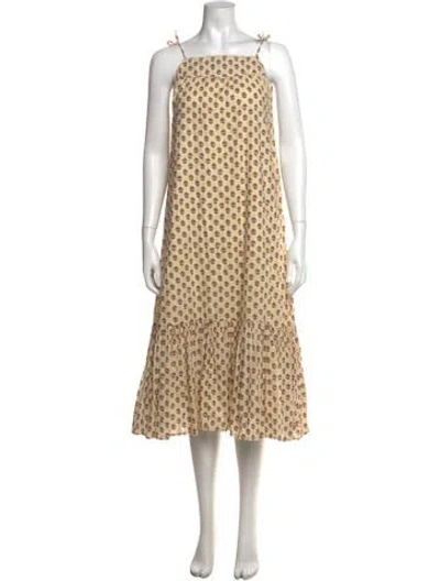 Pre-owned Bonton Printed Midi Length Dress In Multicolor
