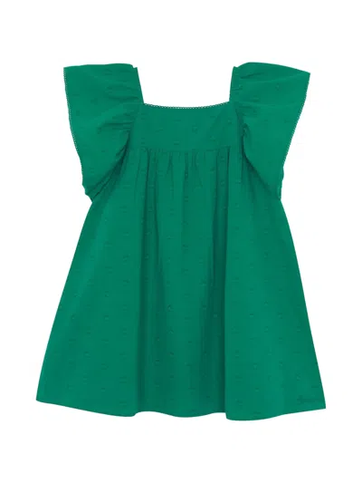 Bonton Kids' Rêve Heart Ruffled Dress In Green