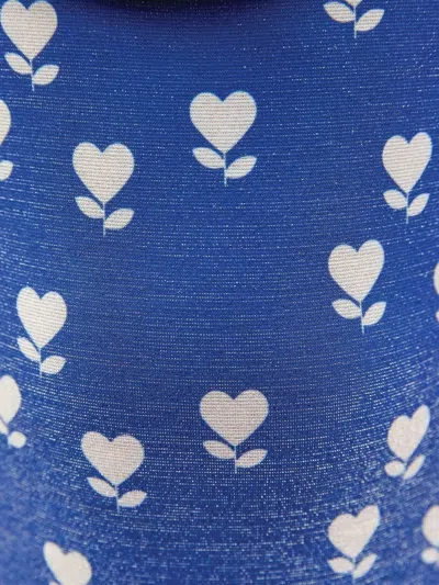 Bonton Kids' Ruffled Heart-print Swimsuit In Blue