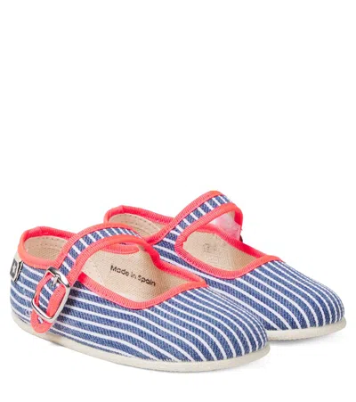 Bonton Kids' Striped Ballet Flats In Blue