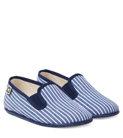Bonton Kids' Striped Loafers In Blue