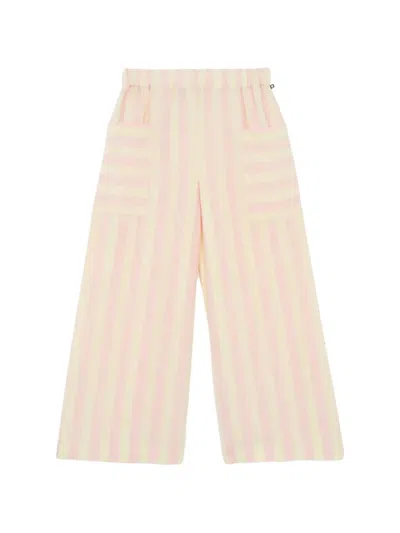 Bonton Kids' Striped Pocket Trousers In Pink