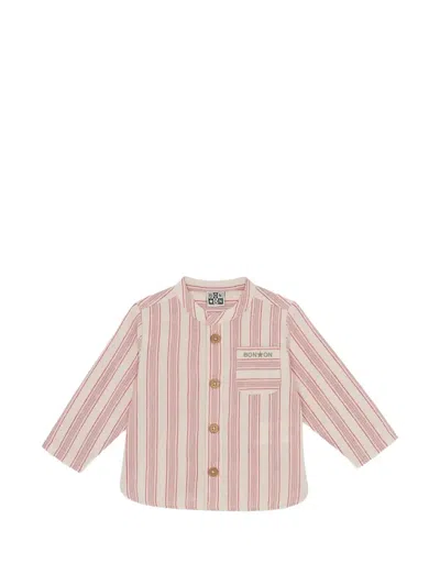 Bonton Babies' Viva La Vida Stripe-print Band-collar Shirt In Multi