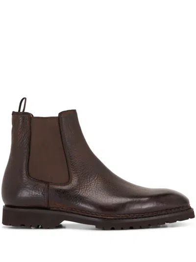 Bontoni Almond-toe Leather Boots In Brown