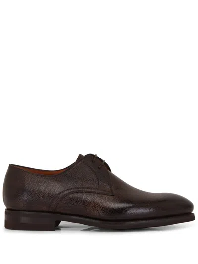 Bontoni Almond-toe Leather Derby Shoes In Brown