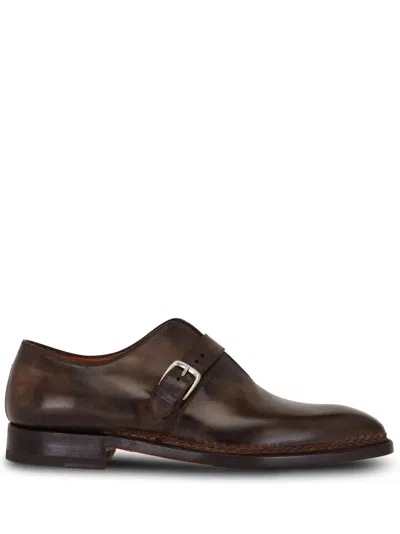 Bontoni Buckled Leather Shoes In Brown