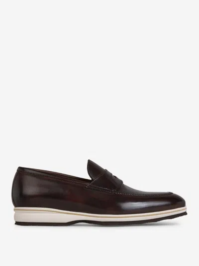 Bontoni Constrast Sole Leather Loafers