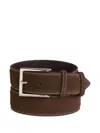 Bontoni Contrast-stitch Suede Belt In Brown