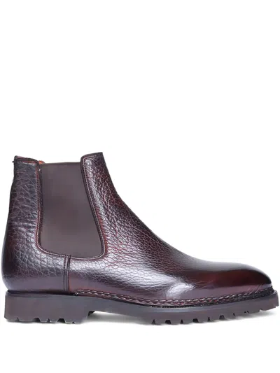 Bontoni Leather Chelsea Boots In Purple