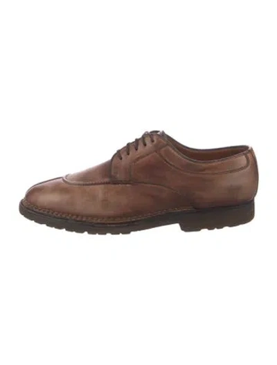 Pre-owned Bontoni Leather Derby Shoes In Brown
