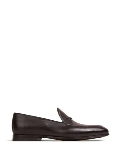Bontoni Leather Garbato Loafers In Black