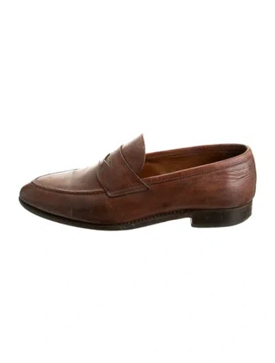 Pre-owned Bontoni Leather Loafers In Brown