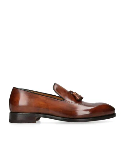 Bontoni Leather Magnifico Tassel Reverse Loafers In Beige