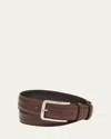 Bontoni Men's 35mm Burnished Leather Belt In Brown