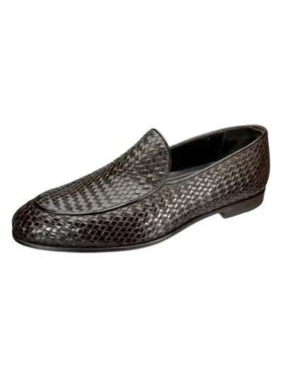 Bontoni Men's Antonino Woven Ventian Shoes In Chocolate In Black