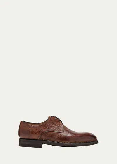Bontoni Men's Carnera Soft Grain Leather Derby Shoes In Light Chocolate